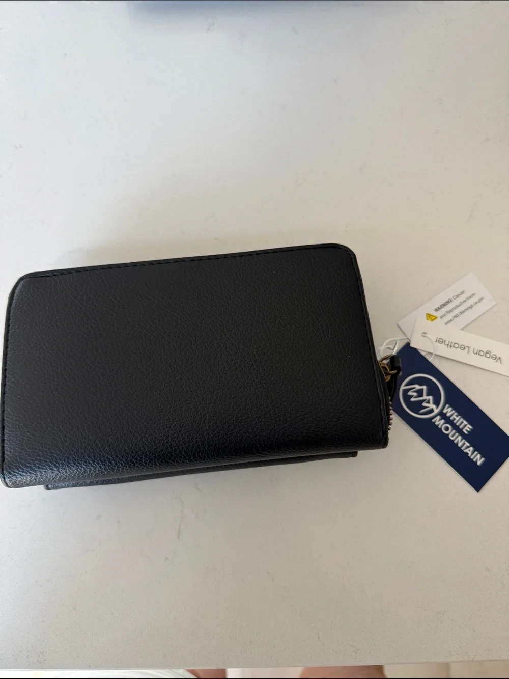 NWT White Mountain Black Vegan Leather Zip & Flap Wallet